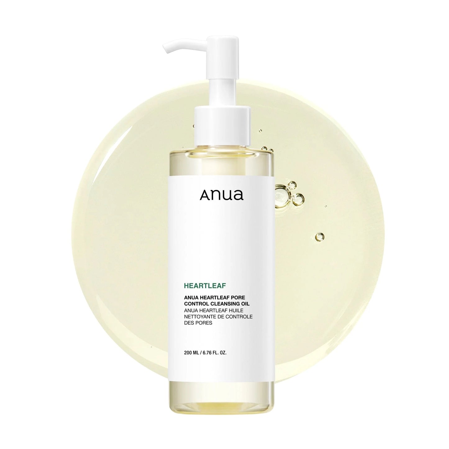 Aceite limpiador para el control de poros con hoja de corazón de ANUA