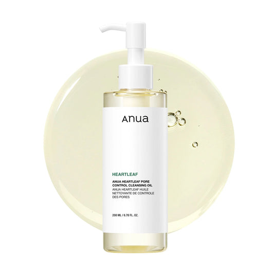 Aceite limpiador para el control de poros con hoja de corazón de ANUA