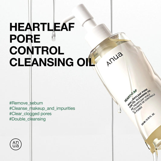 Aceite limpiador para el control de poros con hoja de corazón de ANUA